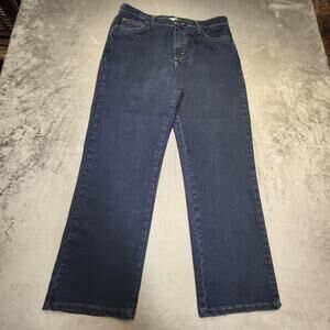 Lee Jeans Womens 12 Petite Blue Straight Relaxed Stretch Dark Wash